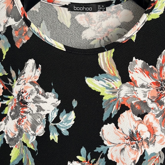 Boohoo Black with Floral Maternity Dress Size 12 - Picture 3 of 3